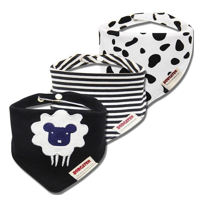 3PCS Comfortable Waterproof Organic Cotton Baby Burp Cloth Bandanna Scarf Bibs For Newborn Baby Boy And Girl