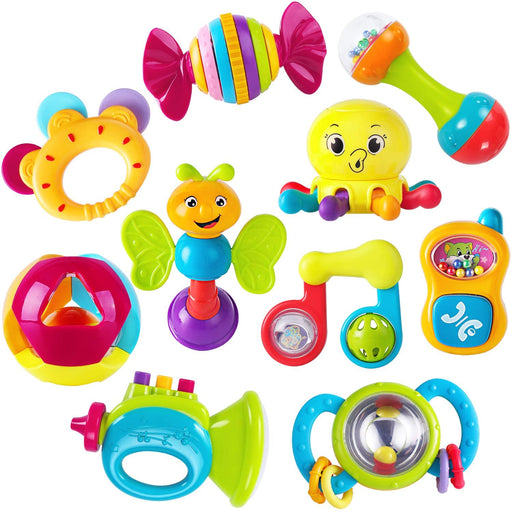 Baby Rattles Teether Shaker Grab and Spin Rattle Musical Toy Set Early Educational Toys For Baby