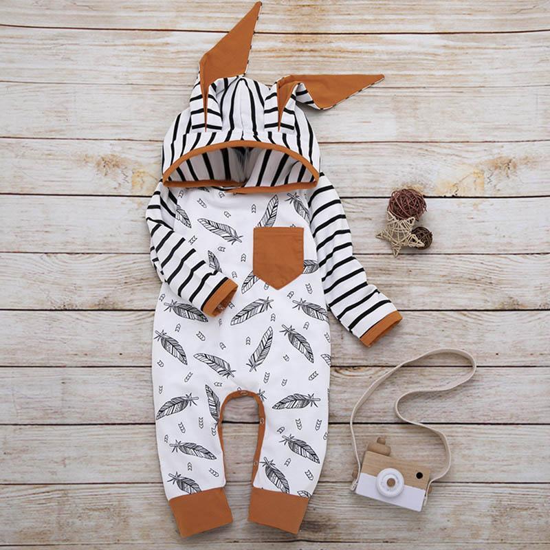 Newborn Baby Clothes Feather Rompers Tops Striped Pants Clothes Outfits Set For Girls And Boys