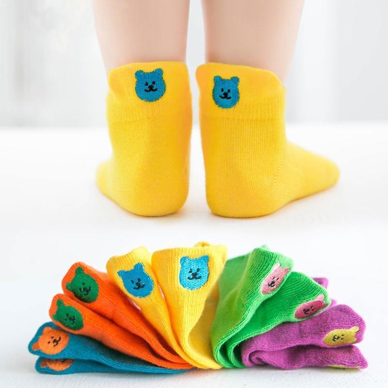 5Pairs Cartoon Embroider Multicolor Summer Spring Newborn Boy Kids Baby Girls Breathable Socks For Kids