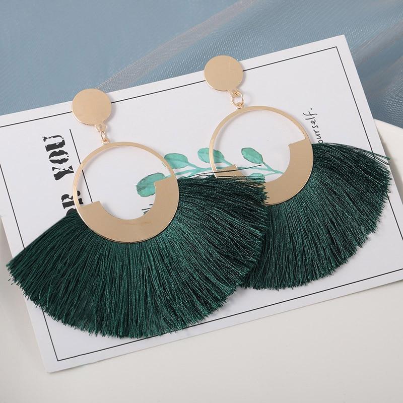 Tassel Modern Epic Retro  Bohemian Tassel Earrings for Women In  Cotton Silk Fabric Long Fringe Drop Dangle Earrings Design