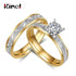 Simple Stainless Steel Elegant Wedding Ring For Women Luxury Never Fade Gold Color Female Classic Engagement Alliance Ring Sets