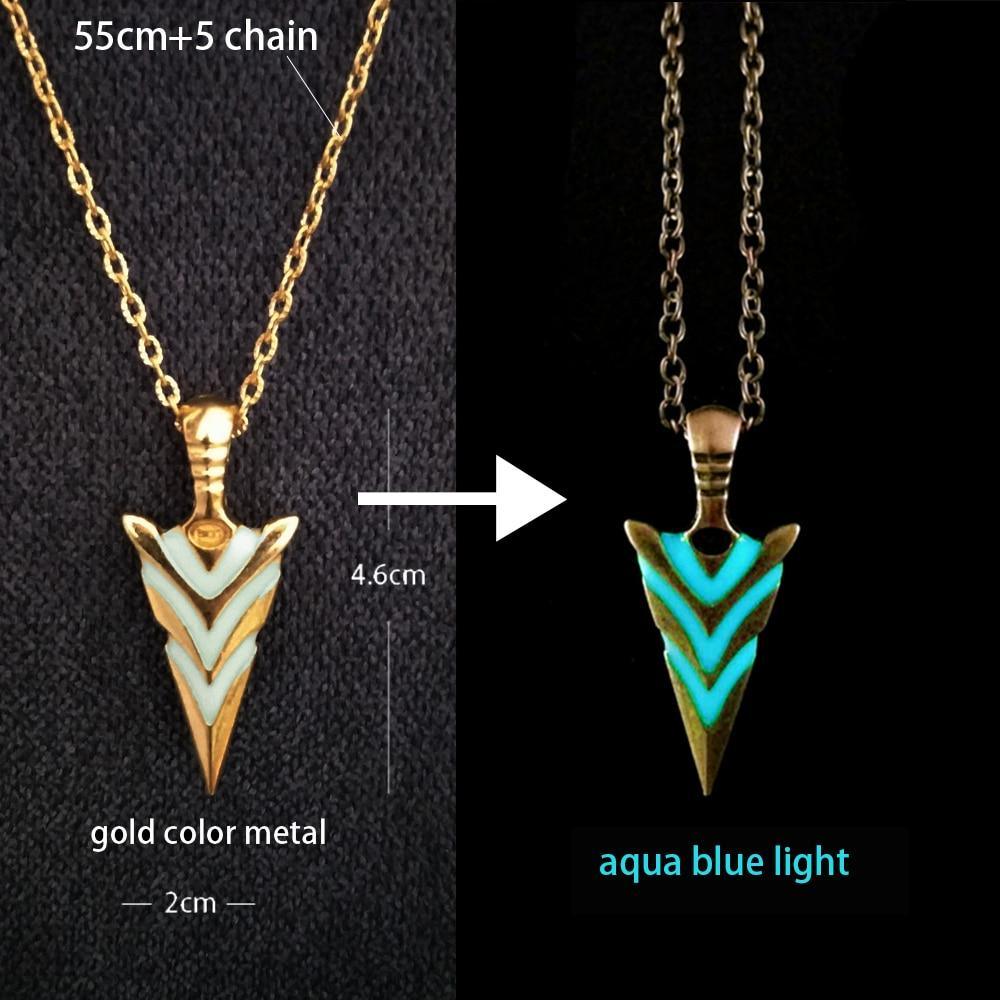 Epic Luminous Glowing Arrow Pendant Necklace Elegant Knight Spear Necklace Amazing Glow In The Dark Pike Necklace Luxury For Women Men Halloween Gift