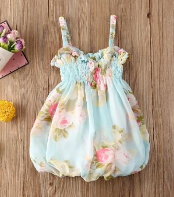 Luxury Modern Colorful Floral Design Toddler Baby Girl Summer Floral Print Sleeveless Dress FOr Baby Girls