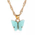 Luxury Fashion Acrylic Butterfly Stud Cute Butterfly Pendant Necklace and Earrings For Women Colorful Girls Jewelry Gifts