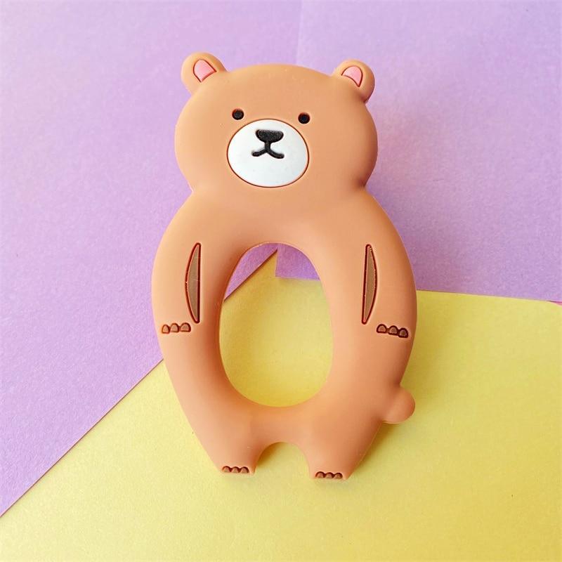 4pcs  Bear Silicone  Teether Baby Teething Toys Chewable  Cartoon Animal Shape Baby Products Nursing Gift