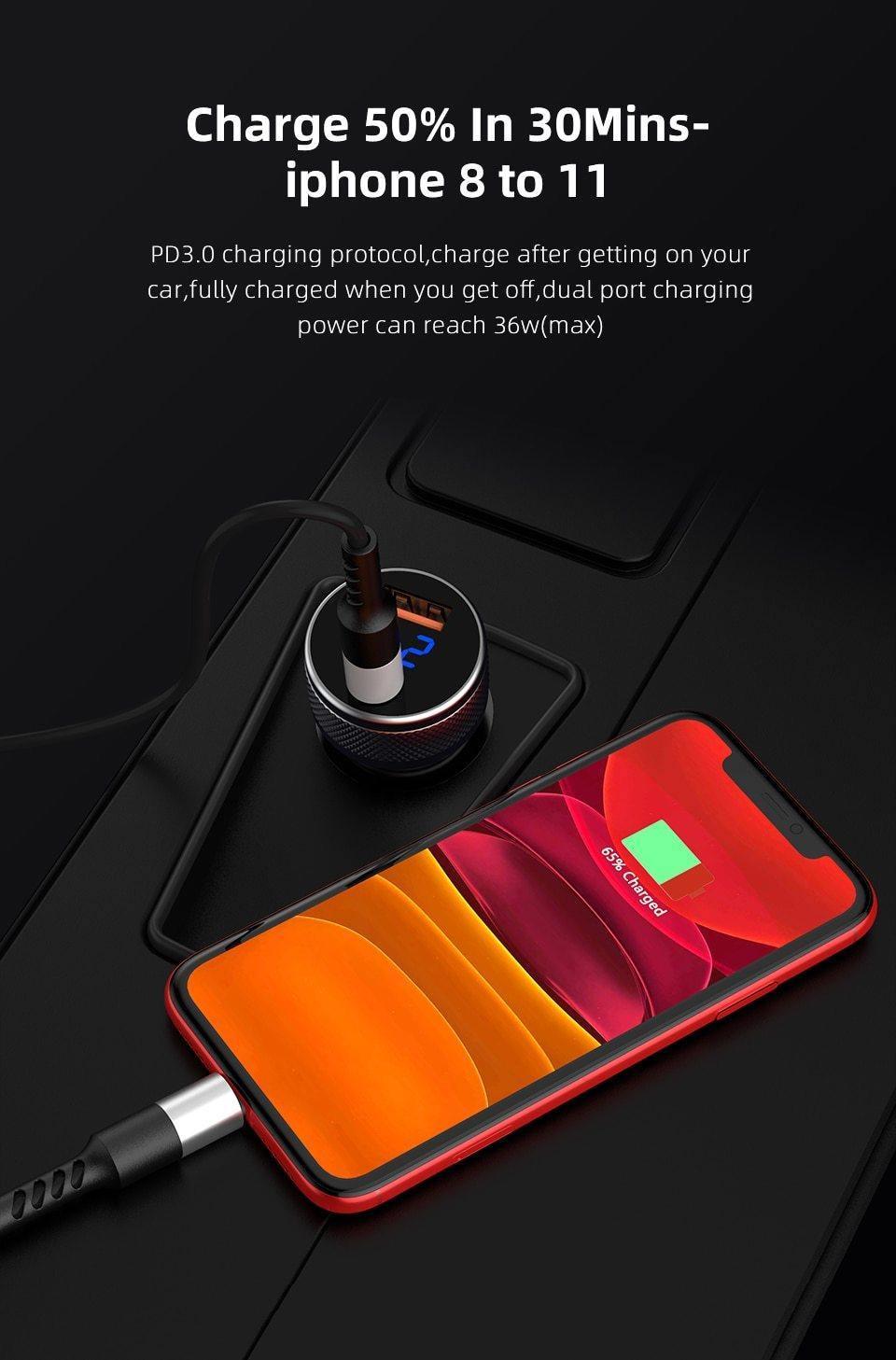 Mini Car Quick Charge 3.0 USB Charger Phone Charger Portable Auto Charge Fast Charging