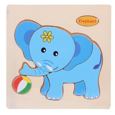 Baby Toys Wooden 3D Puzzle Cartoon Animal Intelligence Kids Educational Brain Teaser Children Tangram Shapes Learning