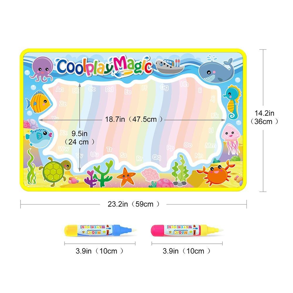 Magic Water Painting Drawing Mat & 2 Pens Doodle Board Coloring Books for Kids Children Educational Toys