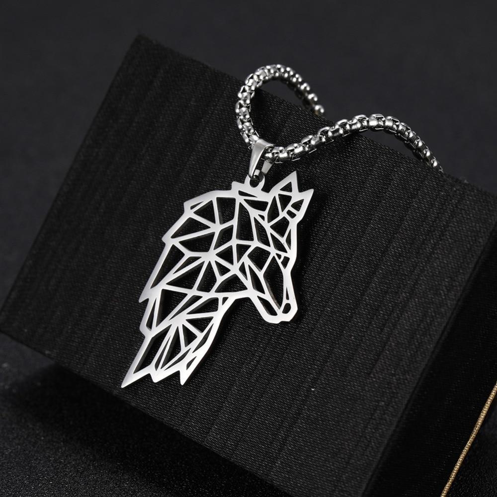 Amazing Wolf Animal Necklace 316L Stainless Steel Forest Animals Luxury For Men Elegant Necklace Hollow Cut Out Pendant Jewelry Gift For Women