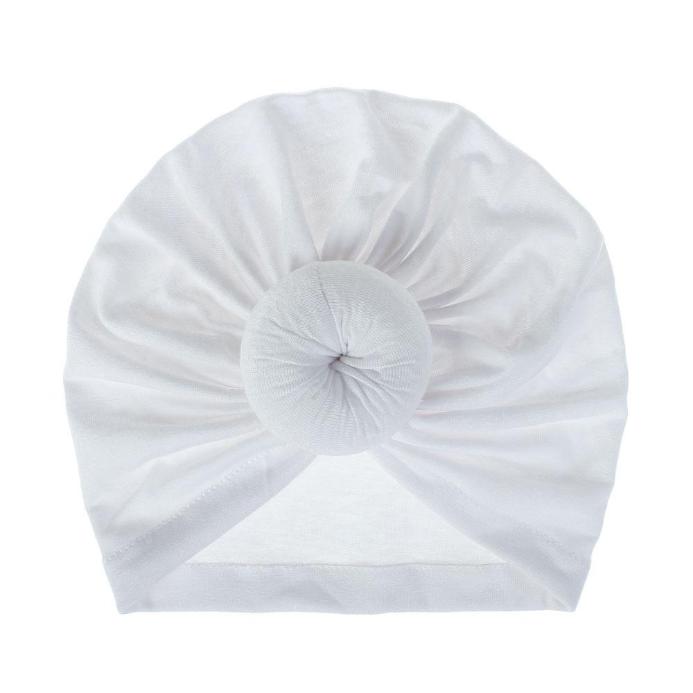 Handmade Pleated Flower Babies' Knitted Cotton Cloth Turban For Baby Girls In Elegant Style