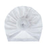 Handmade Pleated Flower Babies' Knitted Cotton Cloth Turban For Baby Girls In Elegant Style