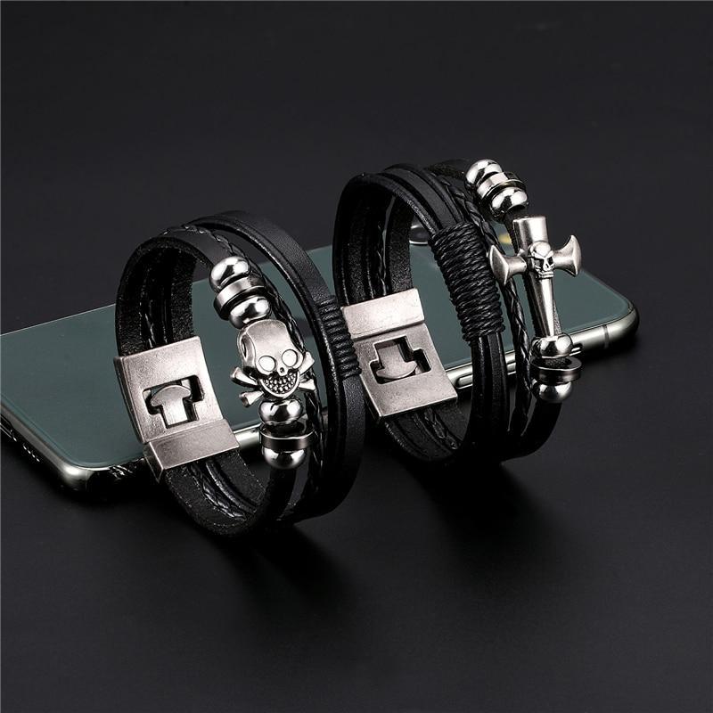 Elegant Fashion Bracelet Genuine Leather Amazing Multi-Layer Anchor Luxury Bracelet For Men Vintage Punk Rock For Women Alloy Beads Nautical Jewelry