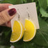 Unique Resin Stereo Lemon Orange Earrings With Long Pendant Fashion Summer Fruit Jewelry Designs For Girls And Teenagers