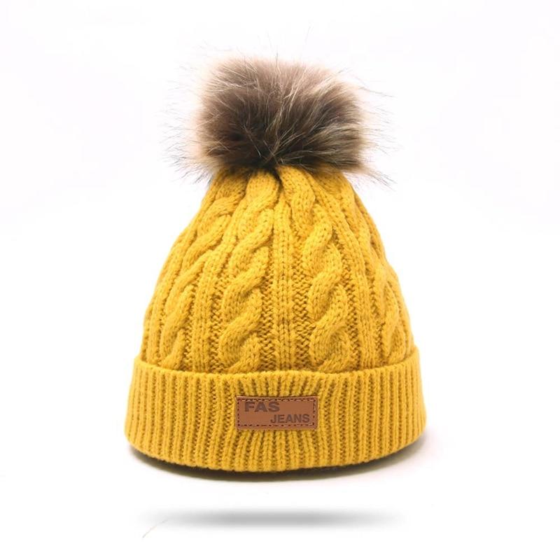 Modern Warm Baby Beanies Hat Pompon Children Hats Knitted Cute Cap For Girls Elegant For Winter