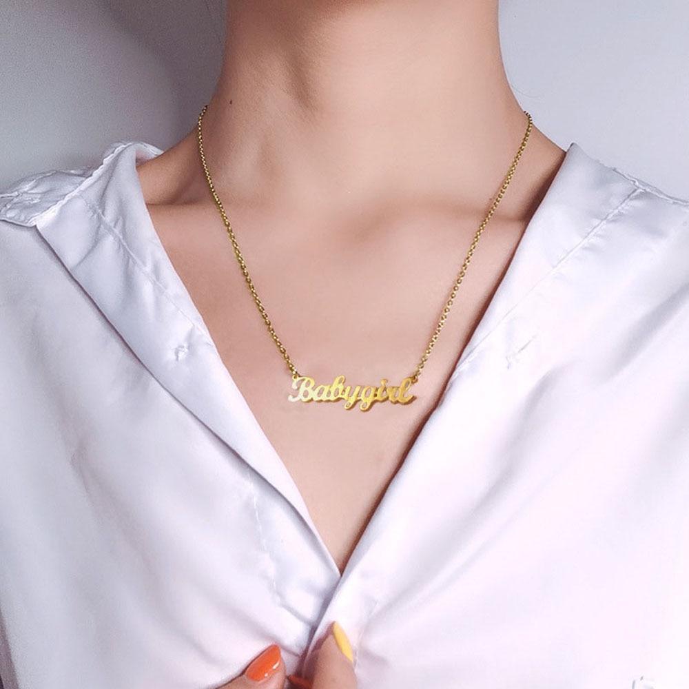 Fashion Baby Girl Word Necklace Unique Luxury Jewelry Perfect Gift For Women In Modern Cool Style