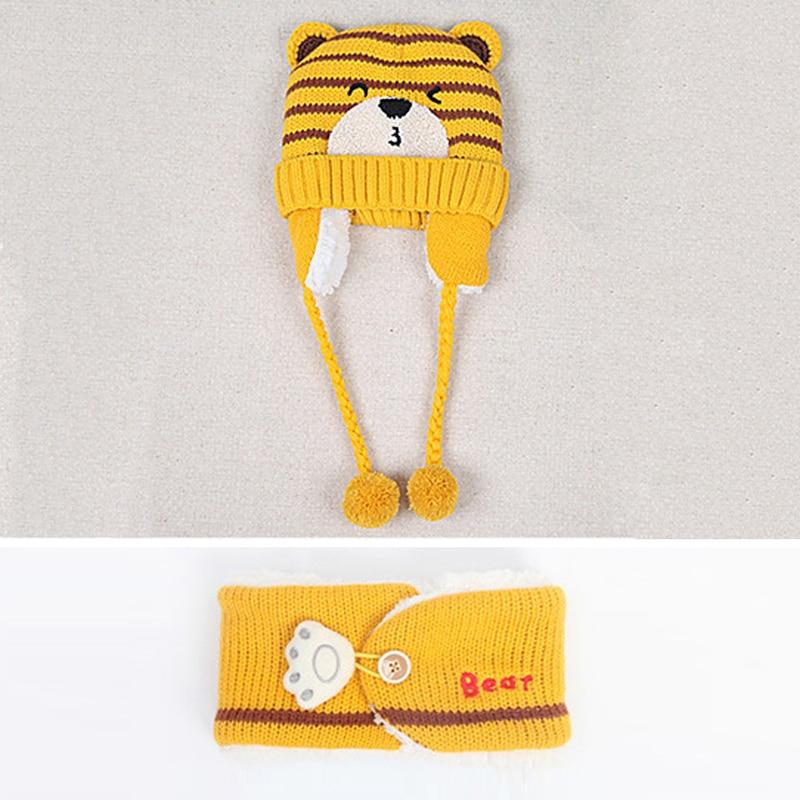 Kids Winter Hats for Girls and Boys Baby Crochet Warm Caps Scarf Set For Baby Kids In Modern Bear Design