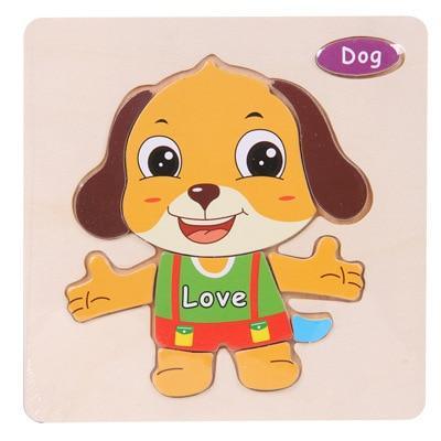 Baby Toys Wooden 3D Puzzle Cartoon Animal Intelligence Kids Educational Brain Teaser Children Tangram Shapes Learning