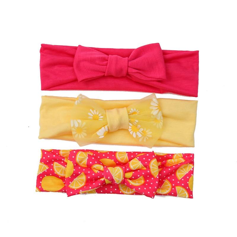 Summer Cute Floral Bows Baby Girl Headbands Elastic Bowknot Newborn Hair Band Turban Set Hair Accessories Bow Set For Kids