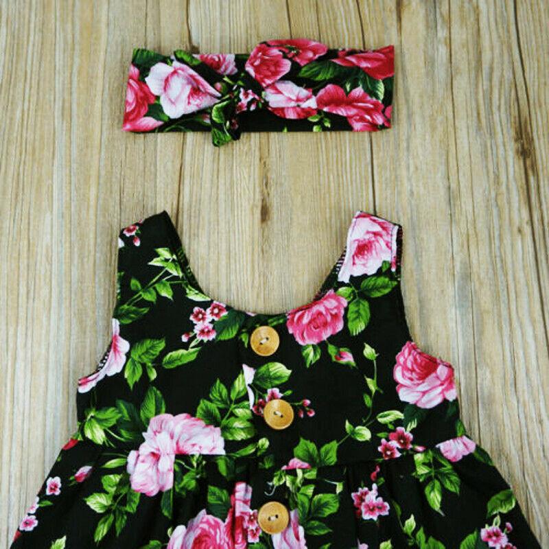 Interesting Toddler Kids Baby Girl Party Princess Floral summer Dress Pageant Clothes New Design With Bow