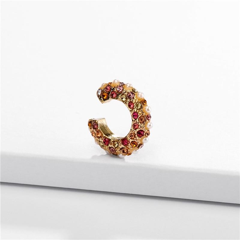 Luxury Multicolor CZ Crystal Cuff C Shaped Ear Clips No Pierced Cartilage Earring for Women In Modern New Design