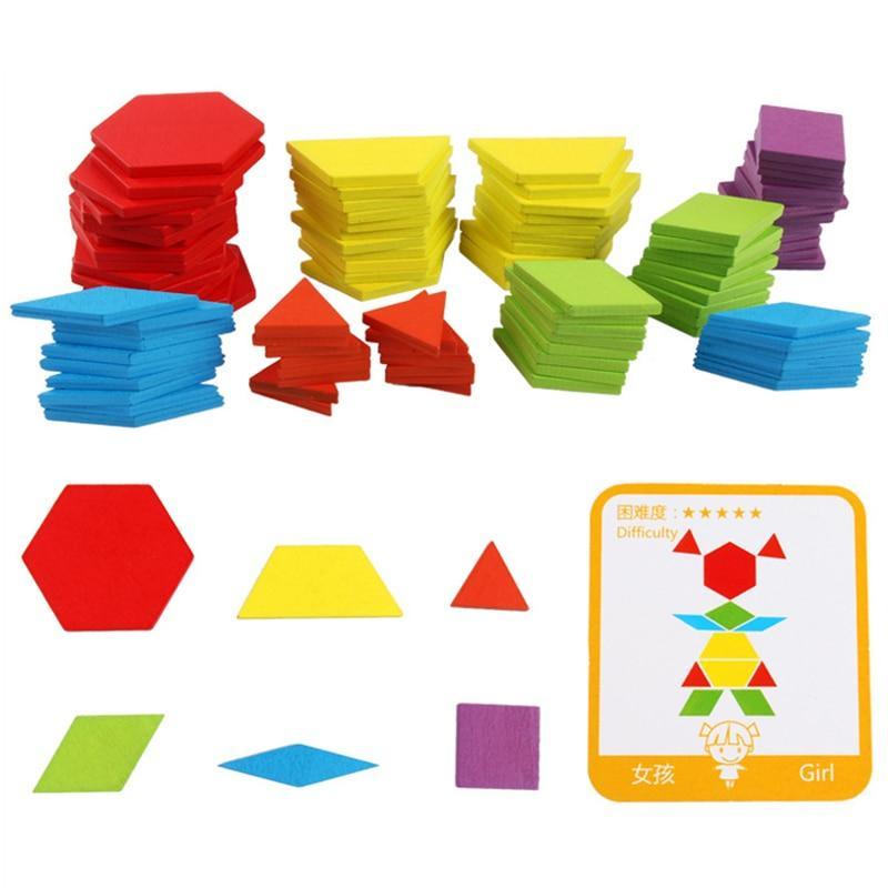 155pcs Wooden Puzzle Board Set Colorful Baby  Educational Toys for Children Learning Developing Toy For Kids Puzzle