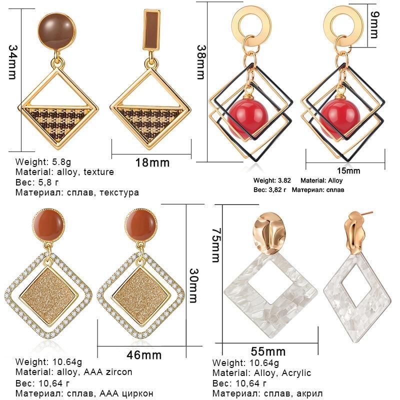 New Fashion Round Dangle Drop Korean Earrings For Women In Geometric Round Heart Gold Earring Wedding Elegant Style