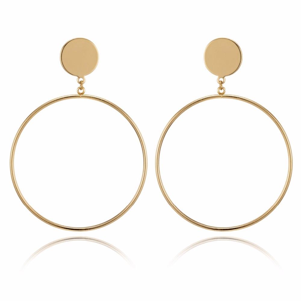 New Big Circle Round Hoop Earrings for Women's Fashion Statement Golden Punk Charm Earrings Party Jewelry