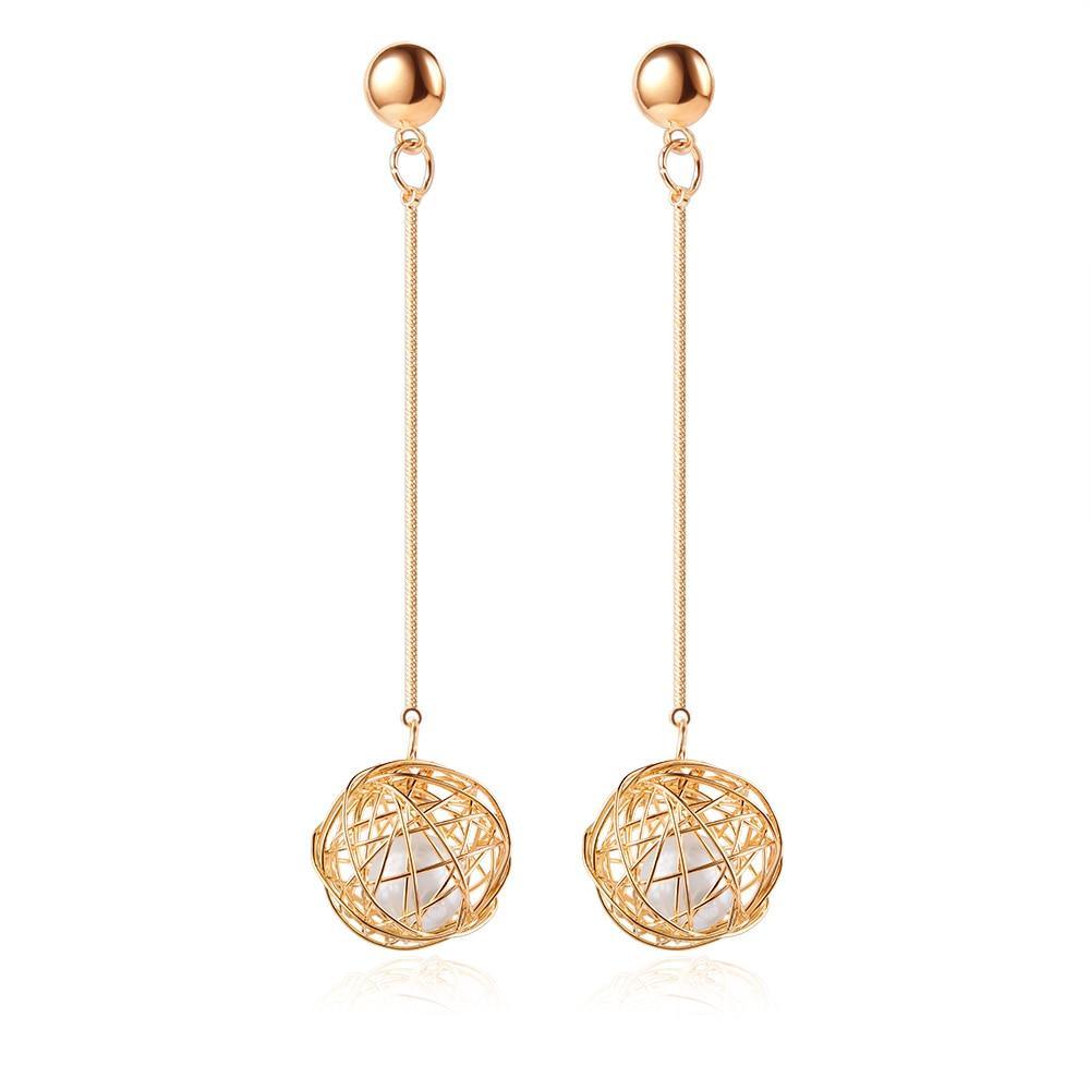 New Modern Korean Statement Round Luxury Earrings For Women Perfect Geometric Elegant Gold Shell Fluff Dangle Drop Earrings