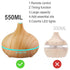 New 550ml Wood Essential Oil Diffuser Ultrasonic USB Air Humidifier with 7 Color LED Lights Remote Control Office Home Diffuser for Office, Home, Bedroom, Living Room, Study, Yoga, Spa; White Wood Grain with Multiple Lighting Options