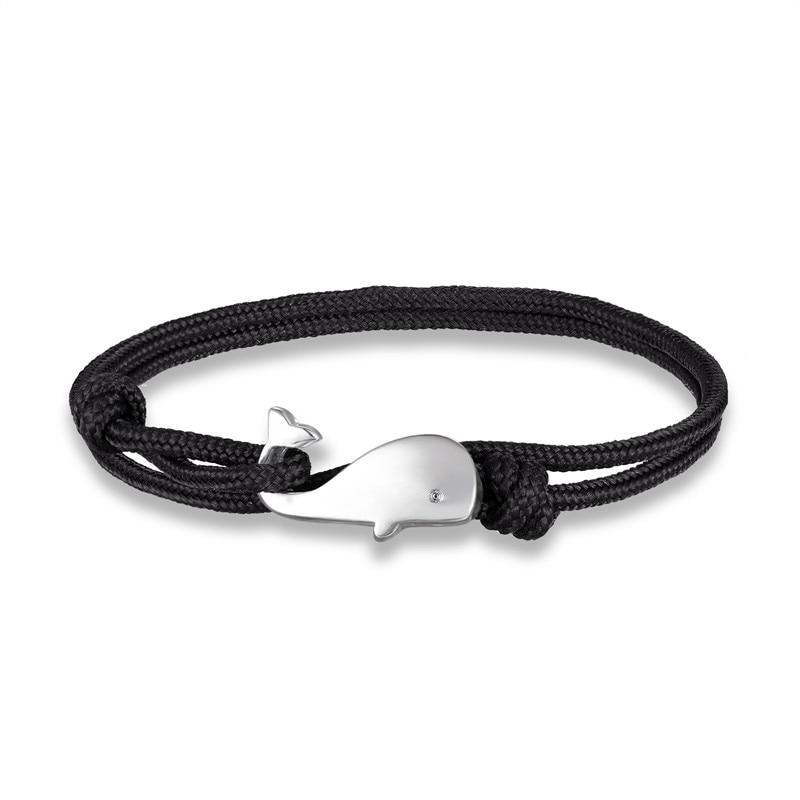 Navy Style Camping Parachute Cord Whale Tail Anchor Bracelet Men Women 550 Paracord Jewelry Wrap Metal Hooks