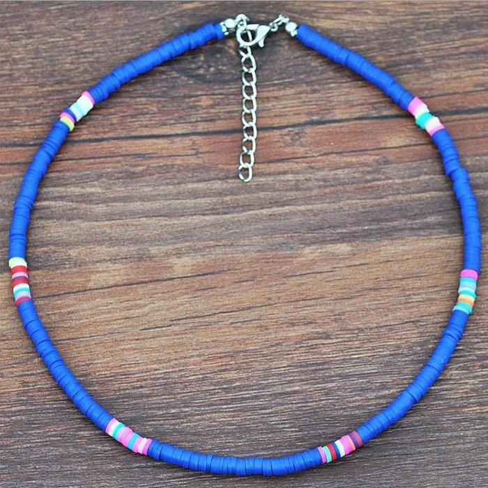 Handmade Polymer Clay Necklace Soft Pottery Choker Necklace Colorful Surfer Beads Collar  Jewelry Gifts