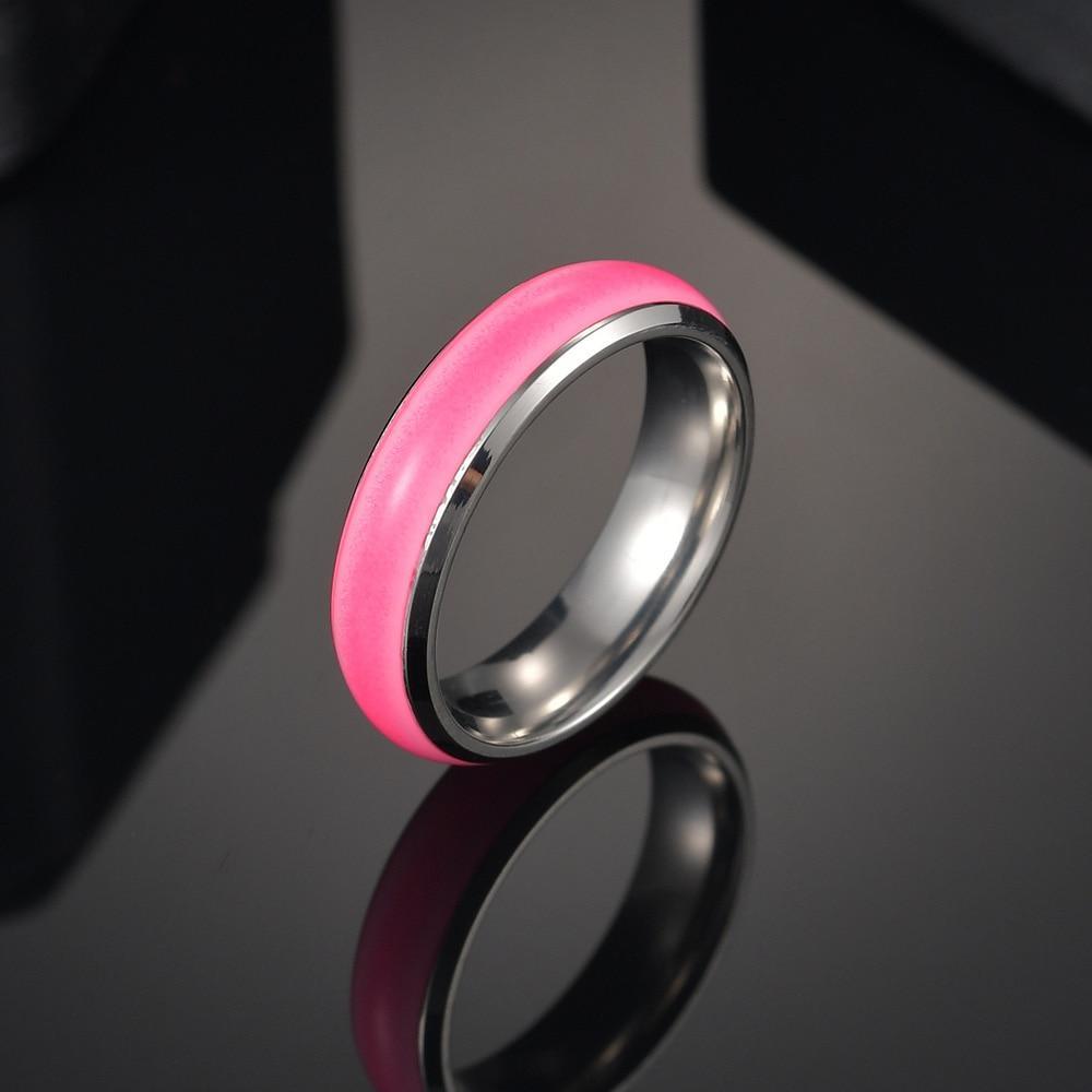 Modern Flouroscent  Stainless Steel Luminous Elegant Rings Stainless Steel Noctilucent Tabs Men Ring Anillos Mujer Bague Femme