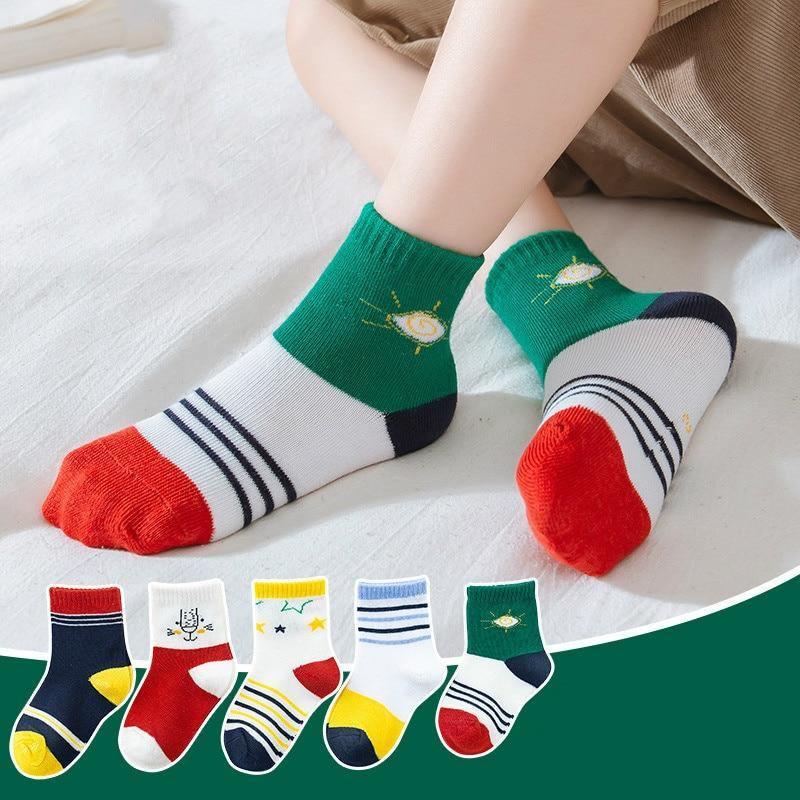 5 Pairs Baby Boys Winter Socks Cartoon Bear Kids Spring Autumn Cotton Breathable For Kids