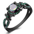 Luxury Black  Plated Natural Crystal Birthstone Women Rings For Party Wear In Retro Antic Design Ring For Men and Women