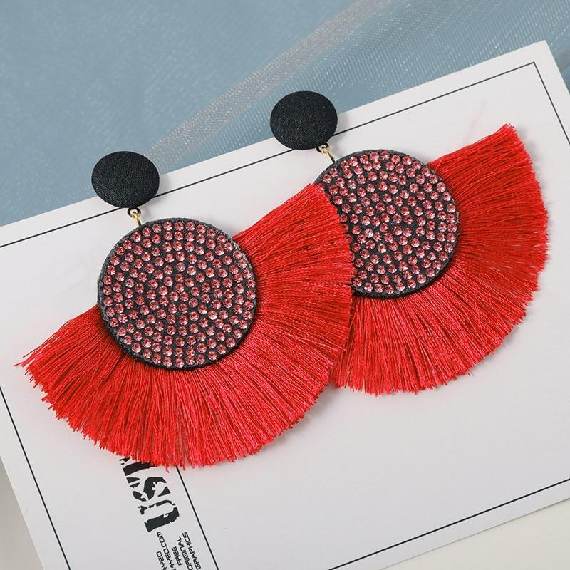 Tassel Modern Epic Retro  Bohemian Tassel Earrings for Women In  Cotton Silk Fabric Long Fringe Drop Dangle Earrings Design