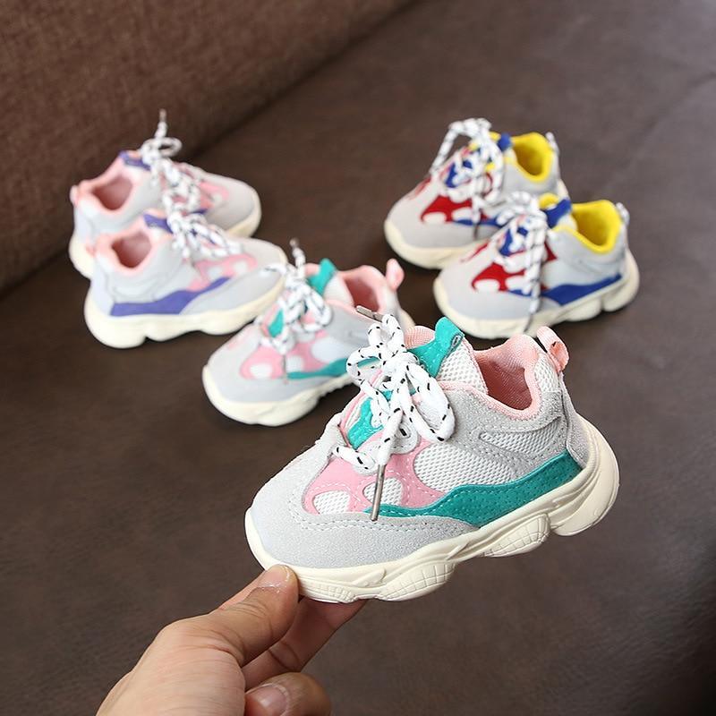 Baby Toddler Shoes New Spring Autumn Soft Bottom Patchwork Kids Sneakers Lace Up Boys Girls Sport Shoes Chaussure Enfant