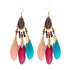 Handmade Modern Elegant Golden Silver Color Ethnic Acrylic Luxury Rainbow Beads Feather Drop Earrings for Women Boho Jewlery