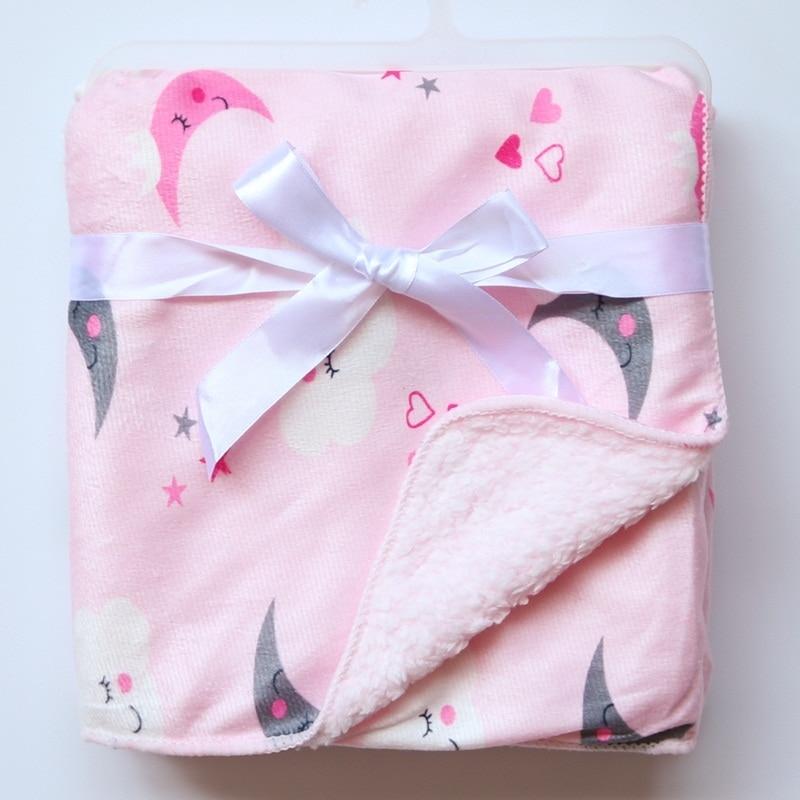 Baby Blankets New Layer Coral Fleece Infant Swaddle  Wrap Owl Printed Newborn Baby Bedding Blanket