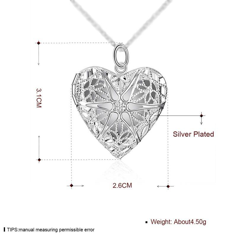 925 Sterling Silver Photo Frame Pendant Heart Necklace 18 Inch Snake Chain Woman Charm Statement Necklace In Fashion Jewelry Design