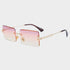 Fashion Rimless  Women Trendy Small Rectangle Sunglasses With High Quality metal frame And UV400 Protection