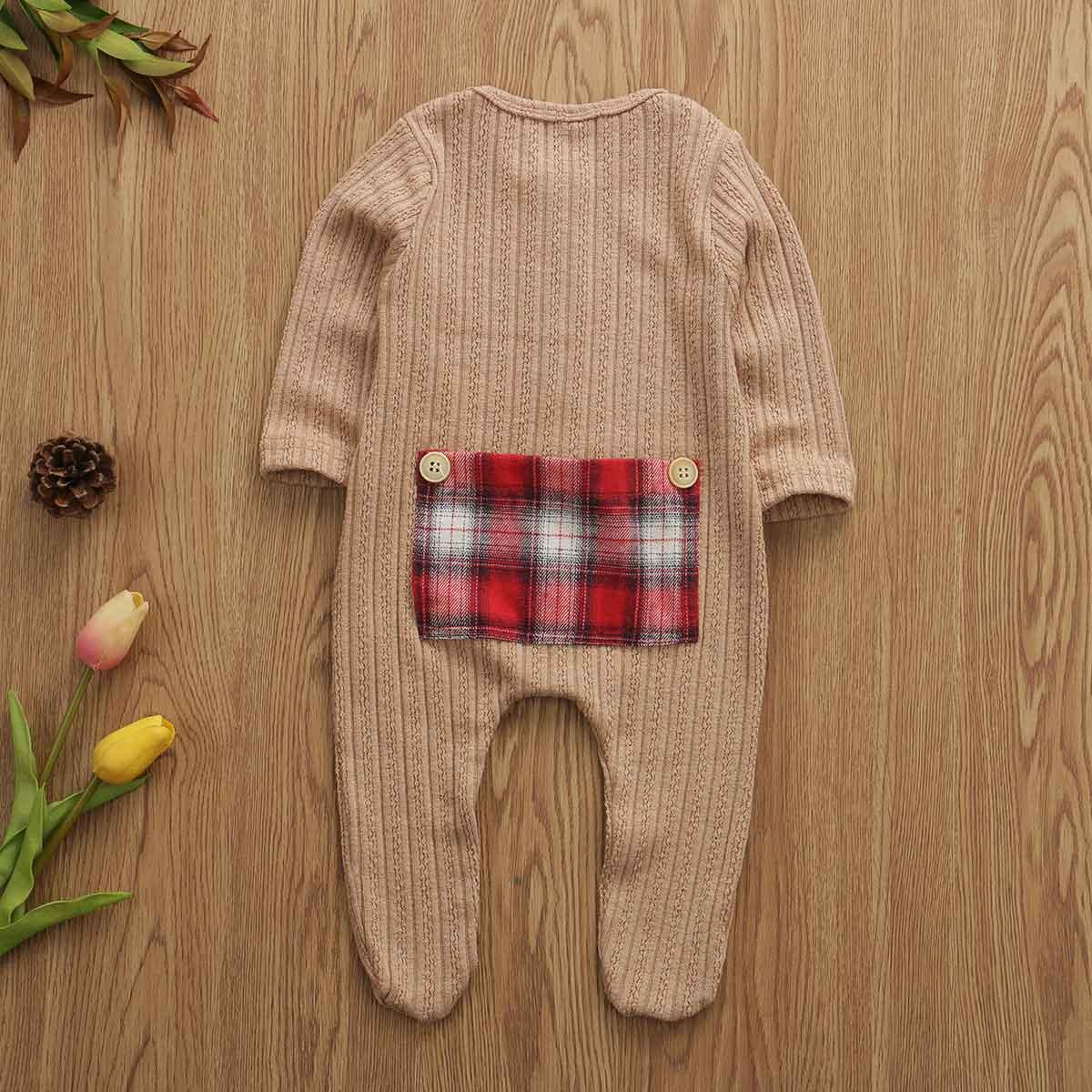 Newborn Baby Boy Girl Long Sleeve  Cotton Romper Jumpsuit Playsuit One Pieces Baby Clothes 0-9M In Famous Holidays Pajamas Style