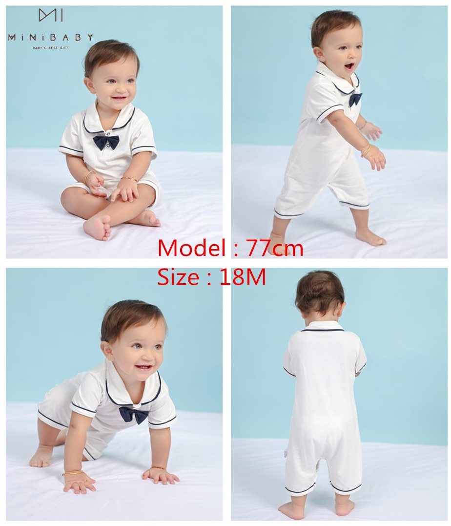 Style Summer Baby Boy girl Rompers 100% Cotton Gentleman Romper Toddler Kids Jumpsuits For Boys