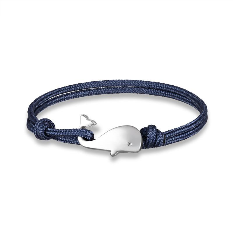 Navy Style Camping Parachute Cord Whale Tail Anchor Bracelet Men Women 550 Paracord Jewelry Wrap Metal Hooks