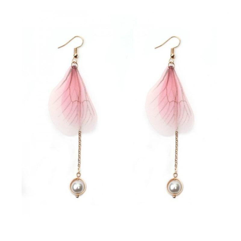 Luxury Modern Trend New Korean Retro Asymmetric Butterfly Imitation Pearl Earrings Fashion Round Flower For Women and Girls