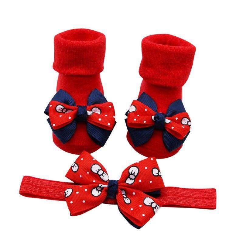 Luxury Modern Big Stretch Hair Band Crown Flower Slip Soft Cotton Socks Two-Piece Kids Children's Headwear For Girls