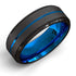 Men's fashion Black Brushed Ladder Edge Stainless Steel Ring Blue Groove Men Wedding Ring Gifts For Men