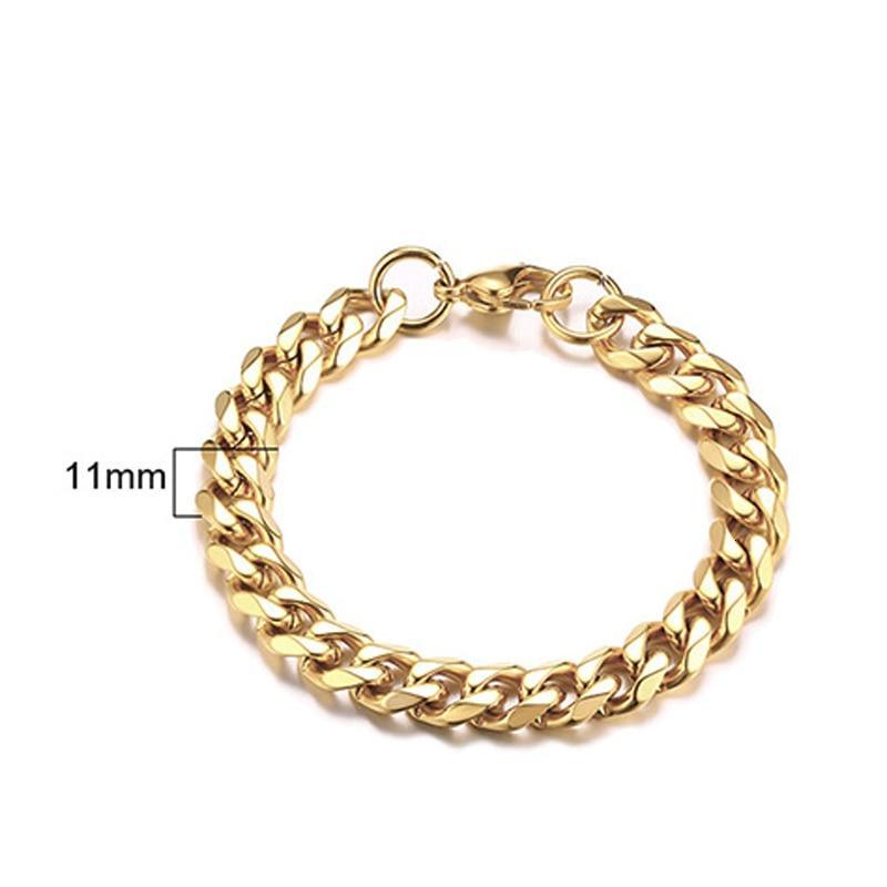 Men's Bracelet Curb Cuban Link Chain Stainless Steel Mens Womens Bracelets Bangle Gold Tone No Fade