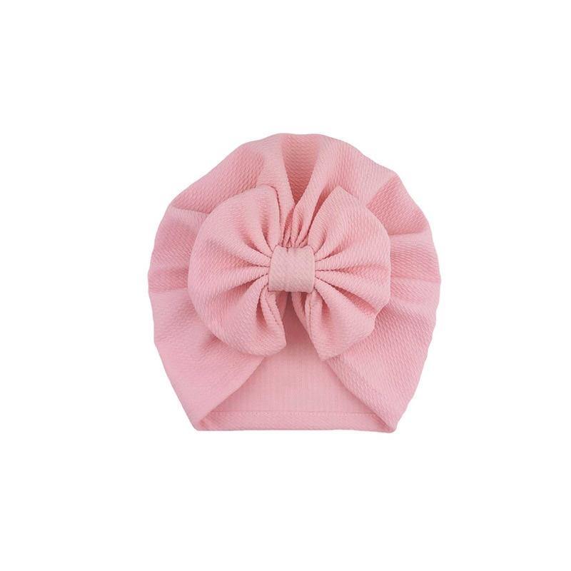 Handamde Elegant Baby Hats for Girls Big Bow Turban Hat Newborn  Baby Beanie Cap Solid Color Style