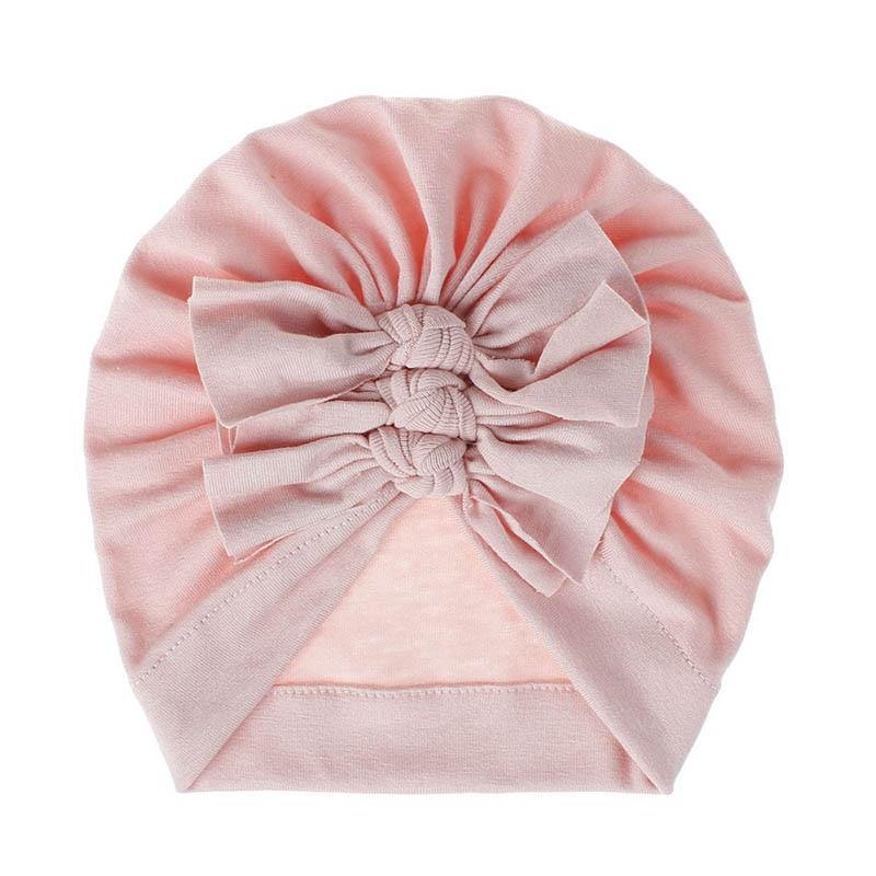 Handamde Elegant Baby Hats for Girls Big Bow Turban Hat Newborn  Baby Beanie Cap Solid Color Style